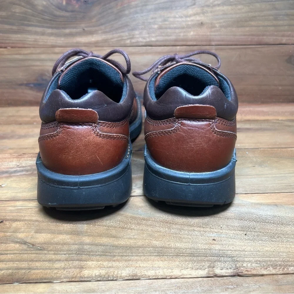 Ecco Shock Point Leather Brown Dress Casual Shoes Made In Thailand Men's 8.5